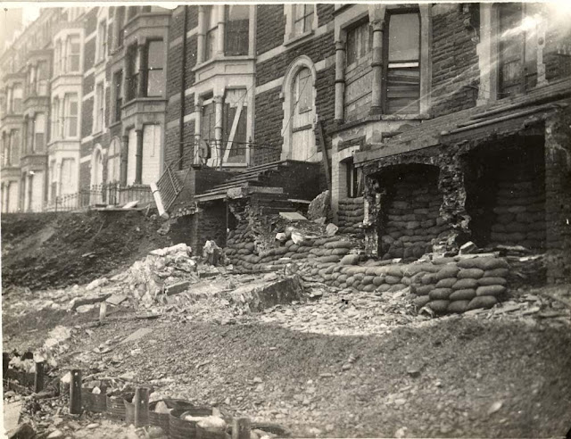 Victoria Terrace, Aberystwyth. Effect of gale of Jan. 15, 1938. Victoria Terrace, Aberystwyth. Effect of gale of Jan. 15, 1938.