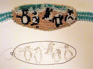 January Bead Journal Project 2011 African Penguins with concept sketch