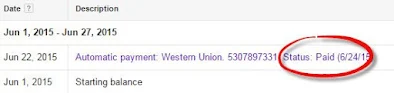 Status PAID di Western Union Google Adsense