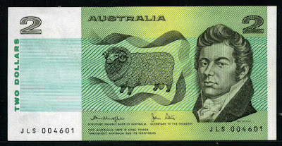 Australian banknotes currency two dollars