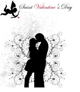 バレンタインデーの恋人たちのシルエット Vector Silhouettes Valentine day peole in love イラスト素材