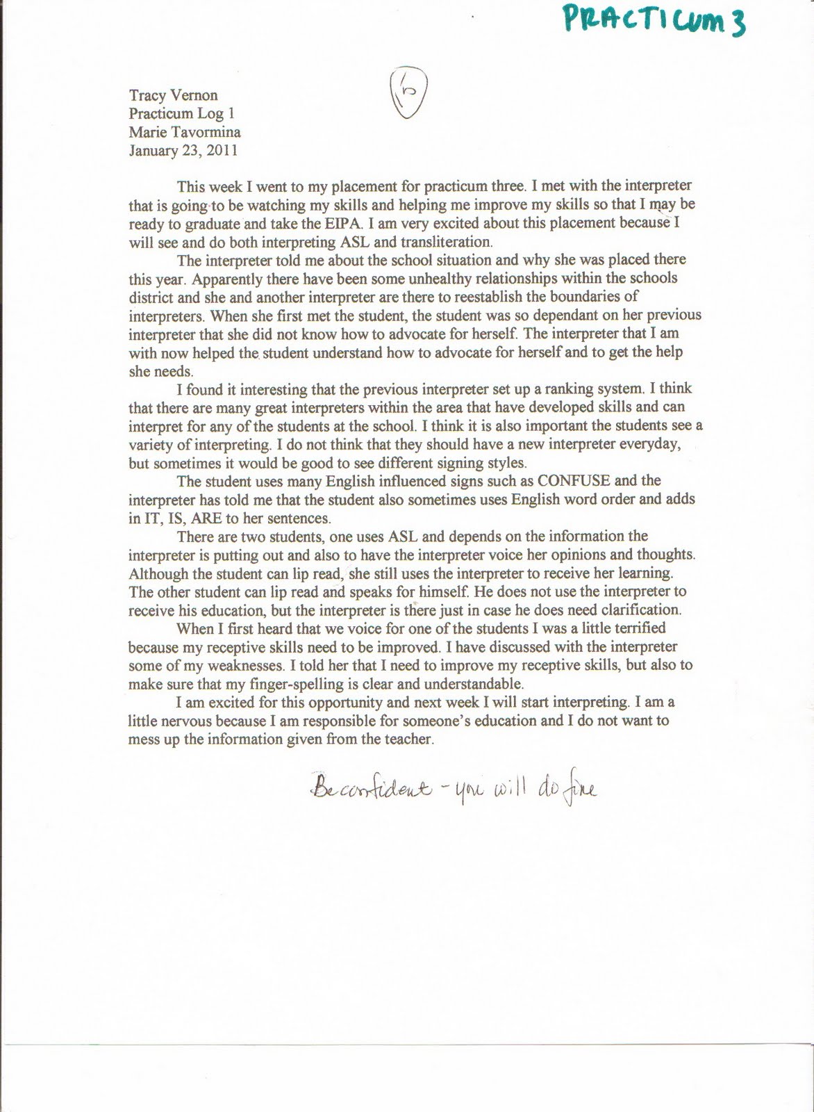 portfolio sample logs from practicum sample cover letter for practicum