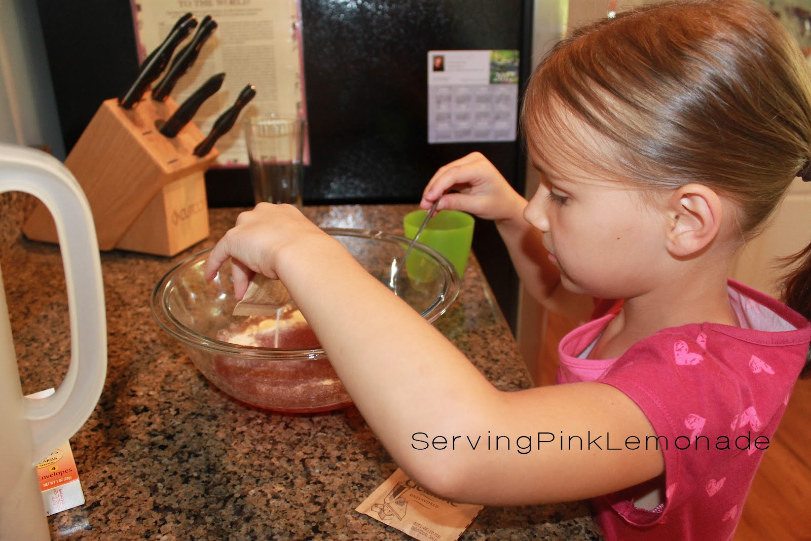 Serving Pink Lemonade Homemade Jello