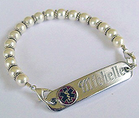 Style Athletics Creative Medical ID Bracelet Allergies Pearl