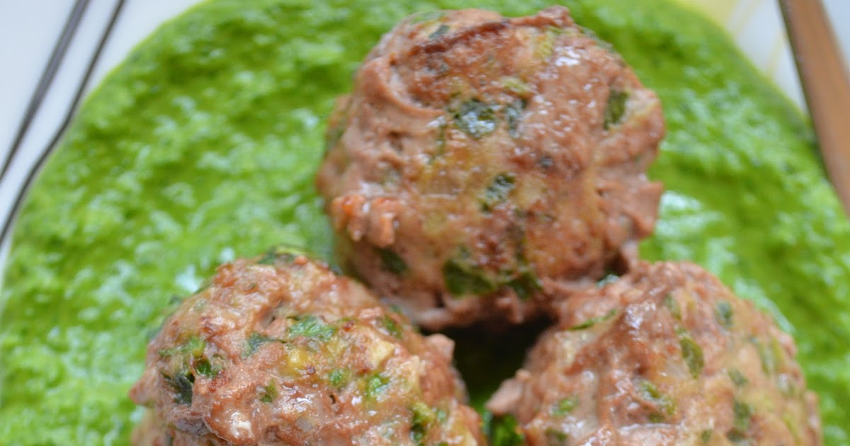 iron stef goat cheese stuffed lamb balls with spinach cumin pesto