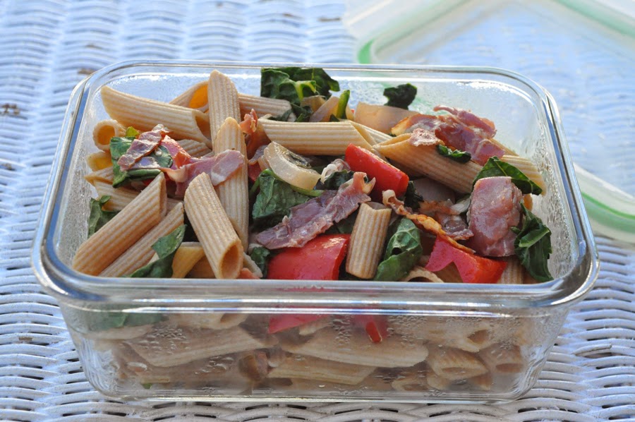 Stealth Cooking Pasta with Prosciutto, Kale, and Red Pepper