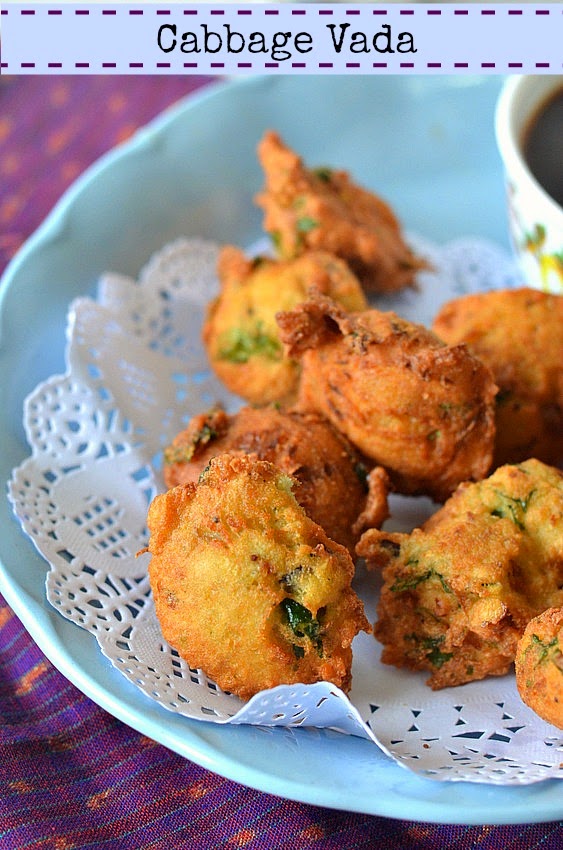 cabbage vada :: deep fried lentil fritters :: south indian vada recipe 