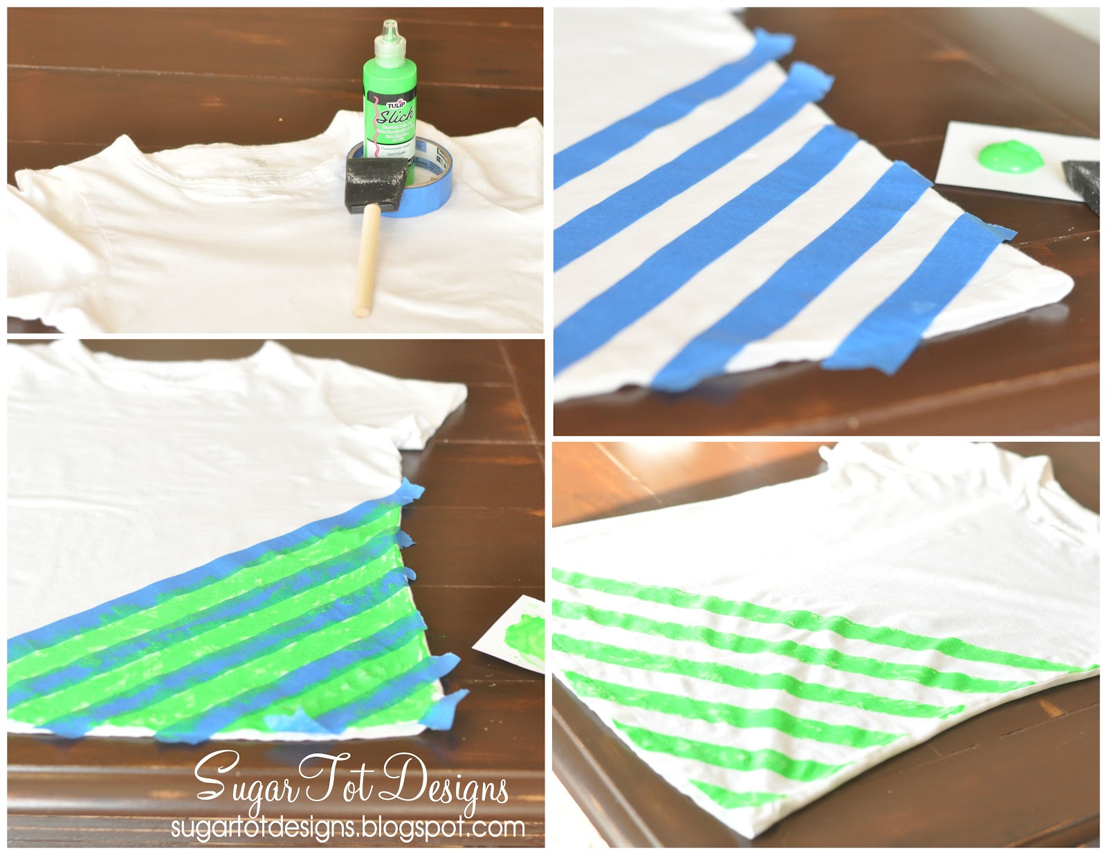 sugartotdesigns: DIY Neon Striped Shirt