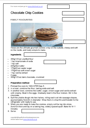 recipe layout