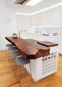 contemporary live edge wood kitchen island