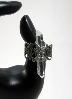 Wire Wrapped Crystal Point Ring Double Terminated Crystal Point Ring