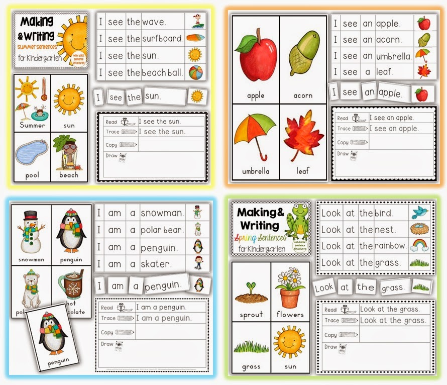 Making and Writing Sentences Winter, Spring, Summer and Fall BUNDLE