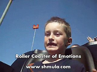 No gif: Imagem de um vídeo de um garotinho numa montanha-russa, mostrando só o rosto dele desesperado, berrando, chorando, agarrando a proteção do banco