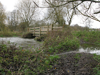 A flooded bridge over the river Avon