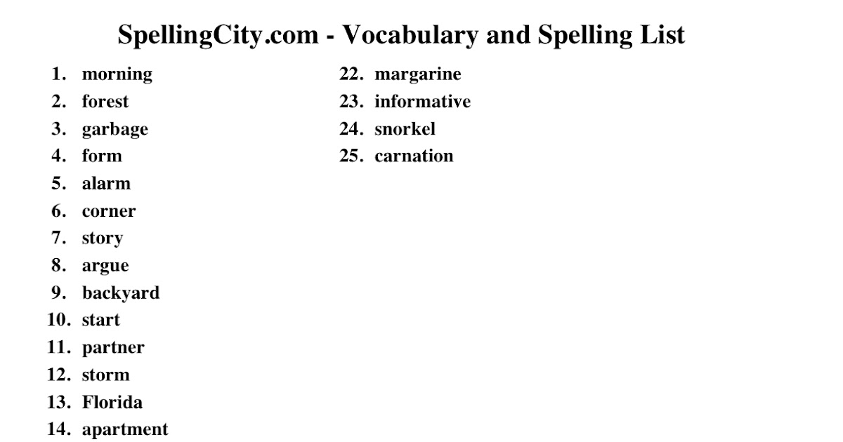 Ms. McGurn's Classroom: Spelling Lists
