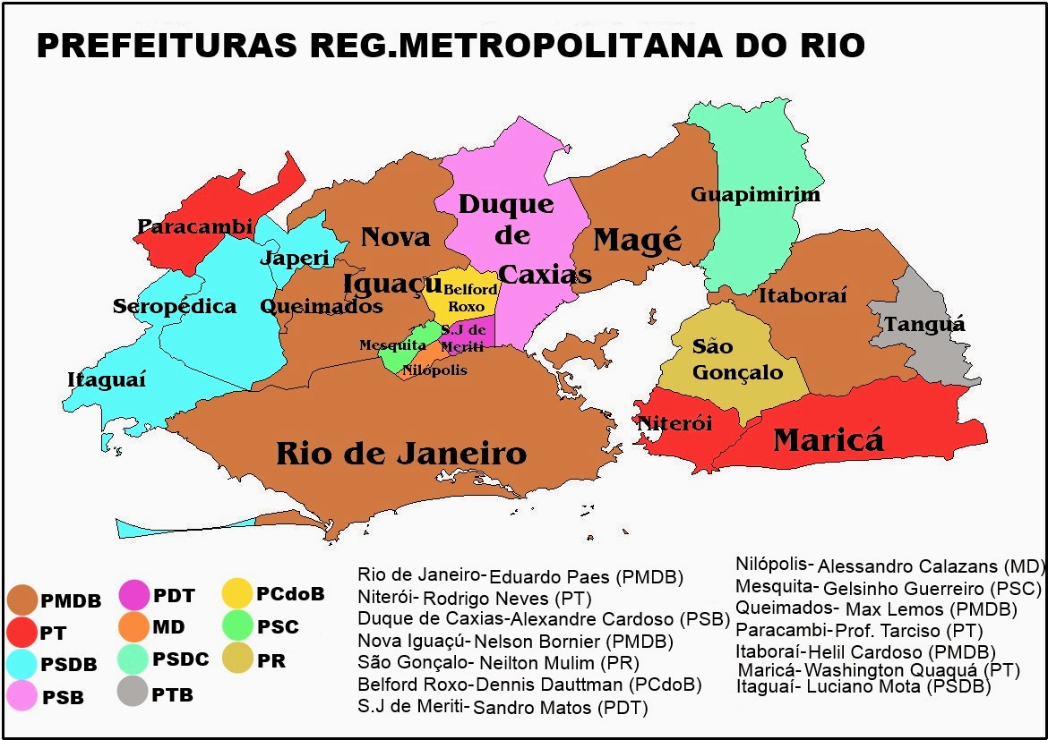 Região Metropolitana Do Rio De Janeiro Mapa Trincheira multipolar: Administrações executivas na Região Metropolitana do Rio de Janeiro