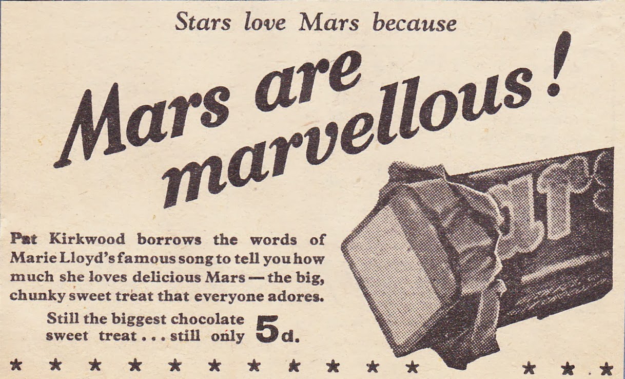 Hold The Front Page Random Ad Mars Bar (1950's)