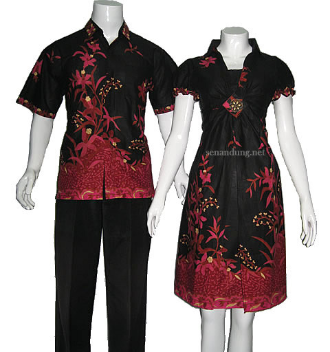 dress batik sarimbit modern sm56 Model Baju Batik Pria Wanita Yang