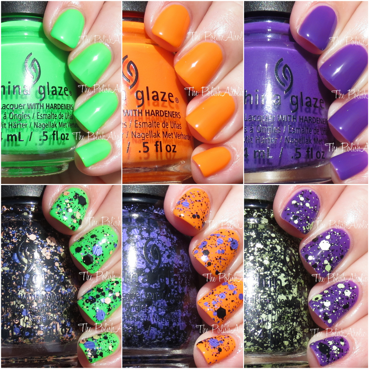 cackle if you want to is purple and black matte glitter in a clear base the purple glitter is a little different in this it looks like its stripednot