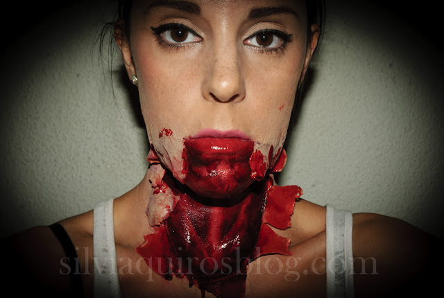 Maquillaje Halloween 1: Cuello pelado, Halloween Makeup 1: peel off neck, efectos especiales, special effects, Silvia Quirós