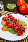 Parmesan Crusted Pesto Tilapia with Roasted Tomatoes