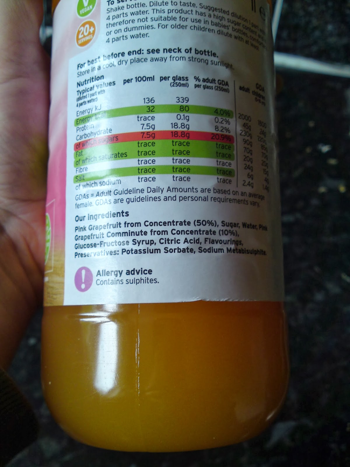 Lactose Free UK Sainsbury's High Juice Pink Grapefruit