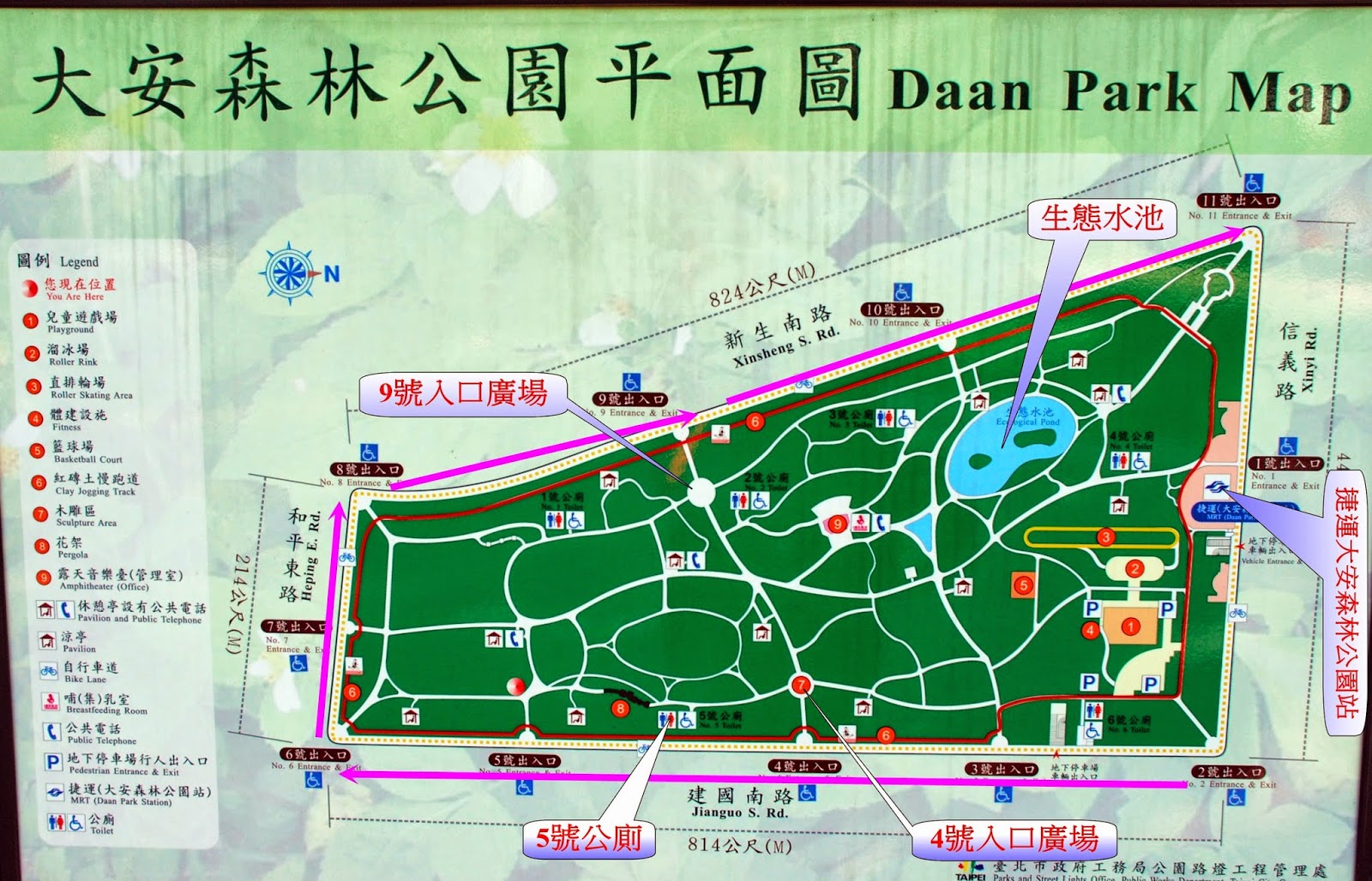 萬行如華素の旅北部 國外篇 旅の攝影 日記 故事 台北市大安森林公園的楓紅之旅 二 園區旁之新生南路 建國南路人行道上的楓香