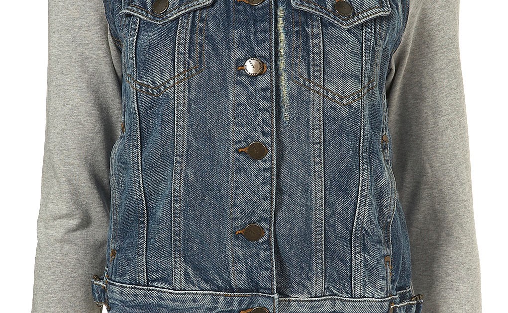 fund me denim jersey sleeve jacket