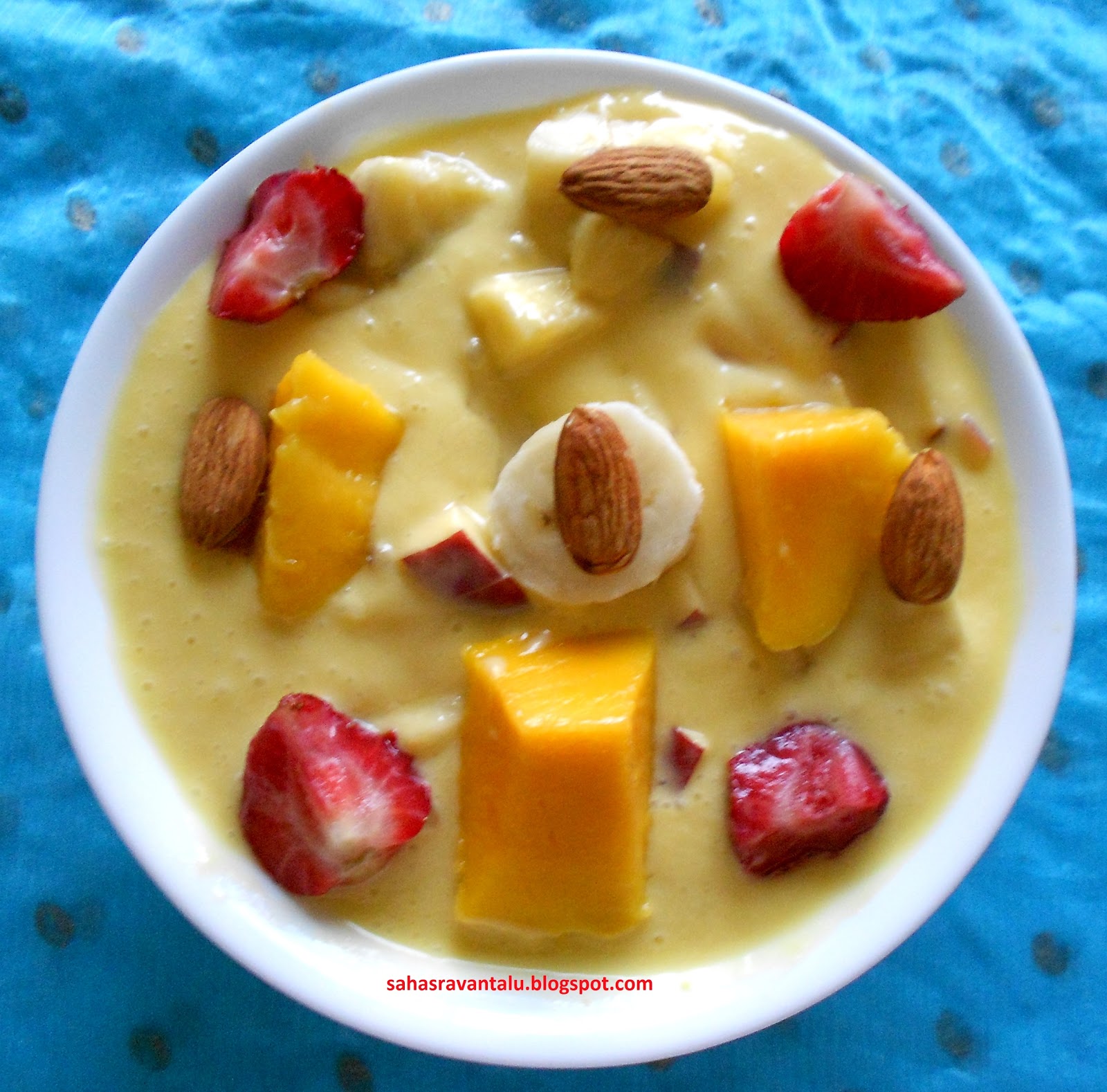 Sahasra Recipes Mango Puree Fruits Salad Without Custard