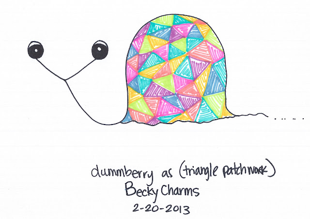 Dummberry as Triangle Patchwork by BeckyCharms 2013 Dummberry as Triangle Patchwork, 2013, art, arte, cartoon, dummberry, beckycharms, San Diego,