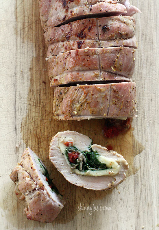 Spinach Prosciutto and Mozzarella Stuffed Pork Tenderloin Skinnytaste