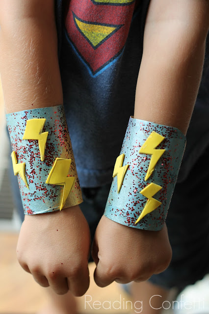 Make super hero cuffs from an empty paper roll