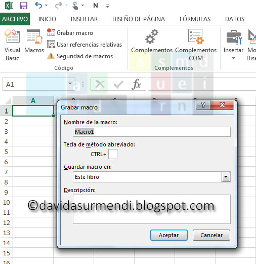 Grabadora de Macros en Excel 2013.