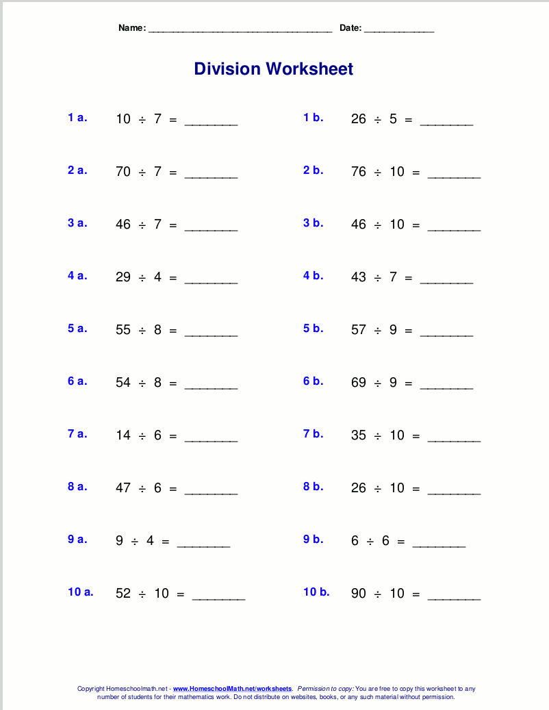 5th grade math homework sheets