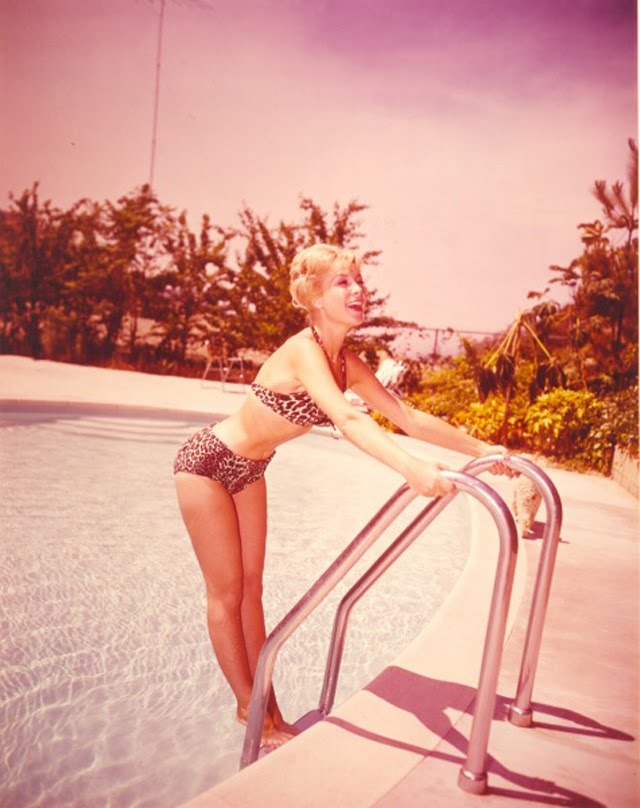 Barbara Eden at her swimming pool.