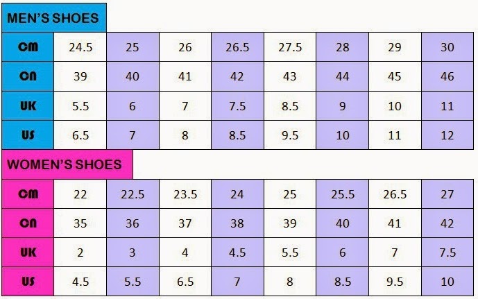 tabela de tamanhos de sapatos wish