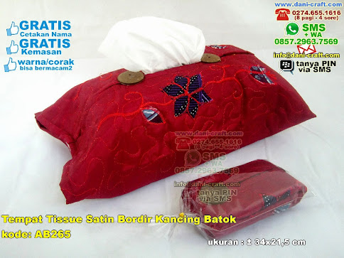 Tempat Tissue Satin Bordir Kancing Batok
