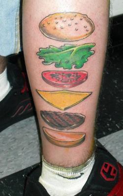 tatuaje de los ingredientes de una hamburguesa