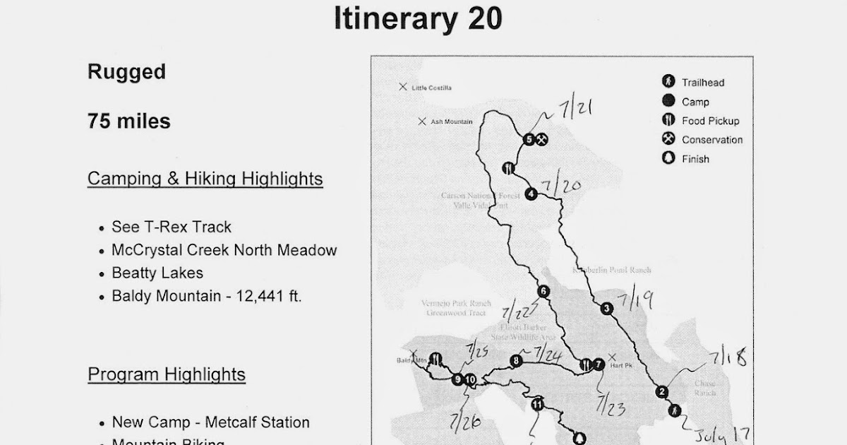 T955 Philmont Crew 2014 Trek Map With Dates