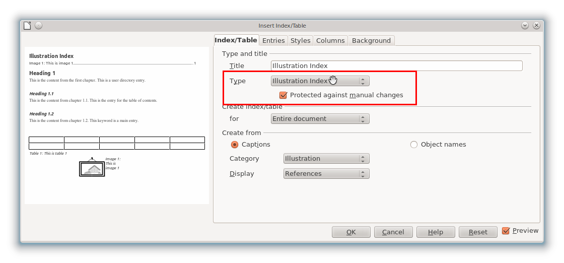 How To Make Automatic Table of Figures in LibreOffice