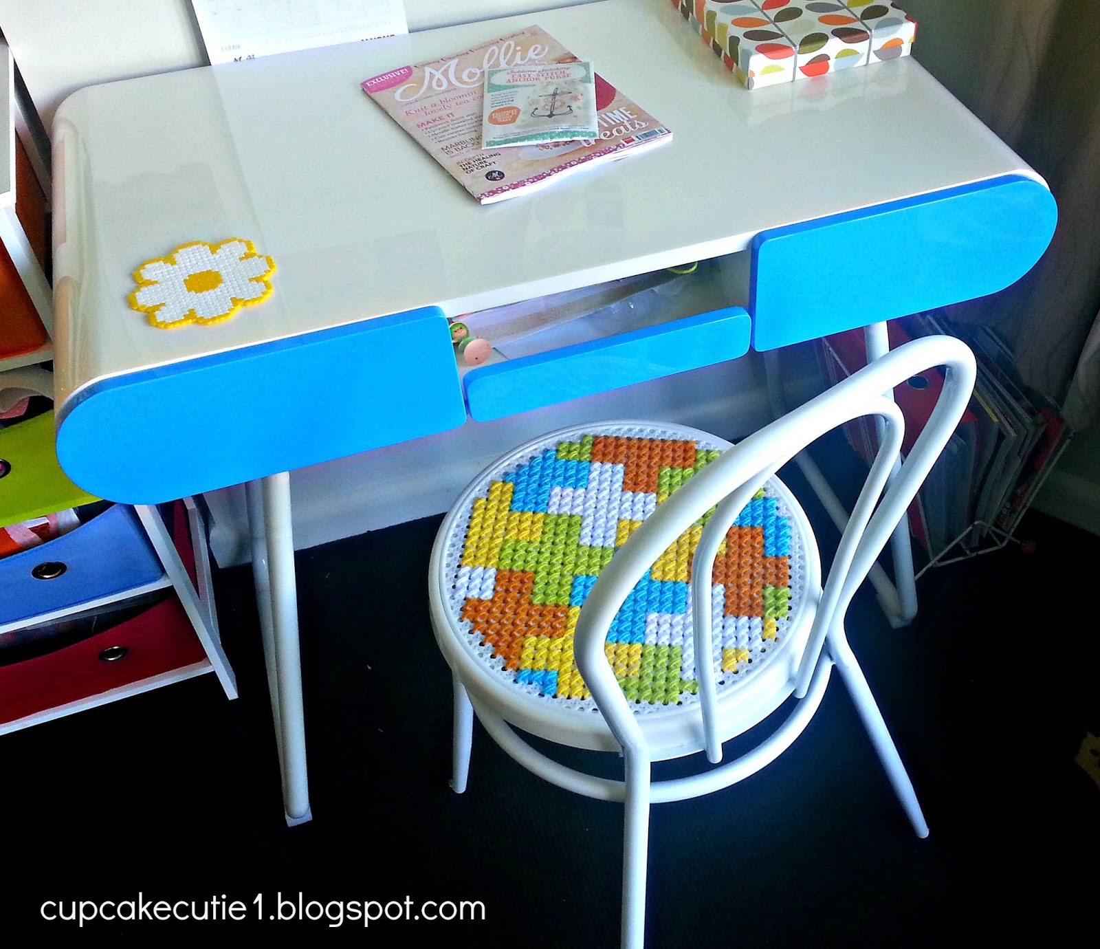 cupcake cutie How to cross stitch on a chair