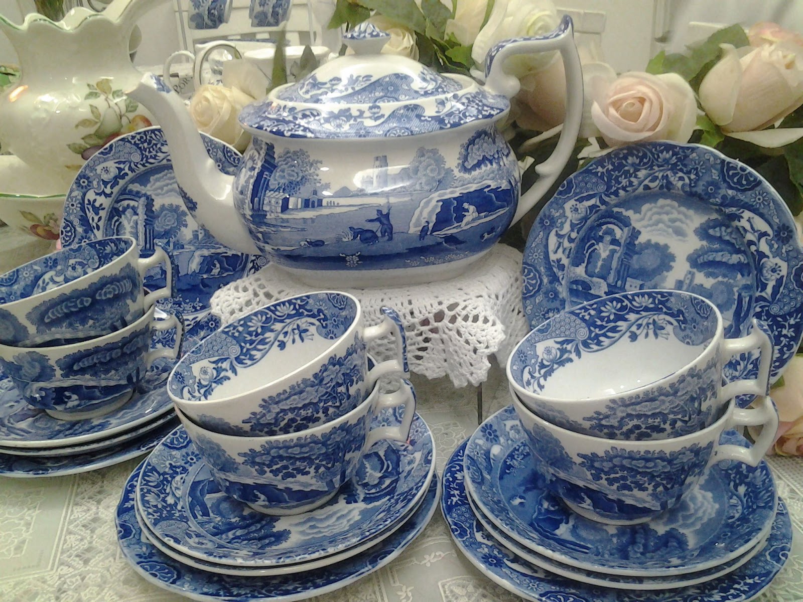 Lovely Treasures from English Garden Spode Blue Italian Tea Set England