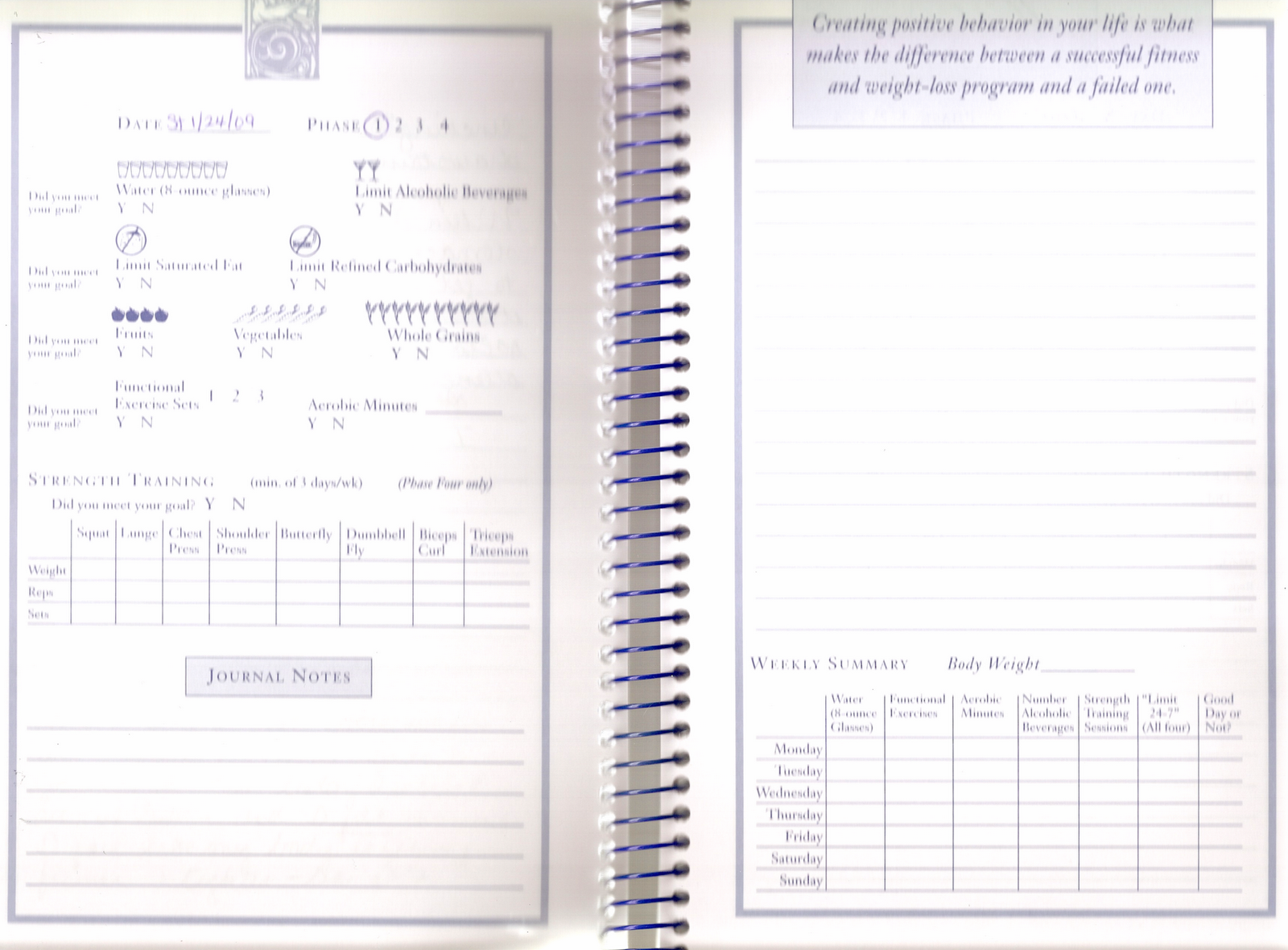 health journal template