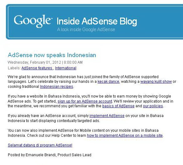 Tutorial Google Adsense Bahasa Indonesia Pdf | akhirnya google adsense support bahasa indonesia Tutorial Google Adsense Bahasa Indonesia Pdf | akhirnya google adsense support bahasa indonesia
