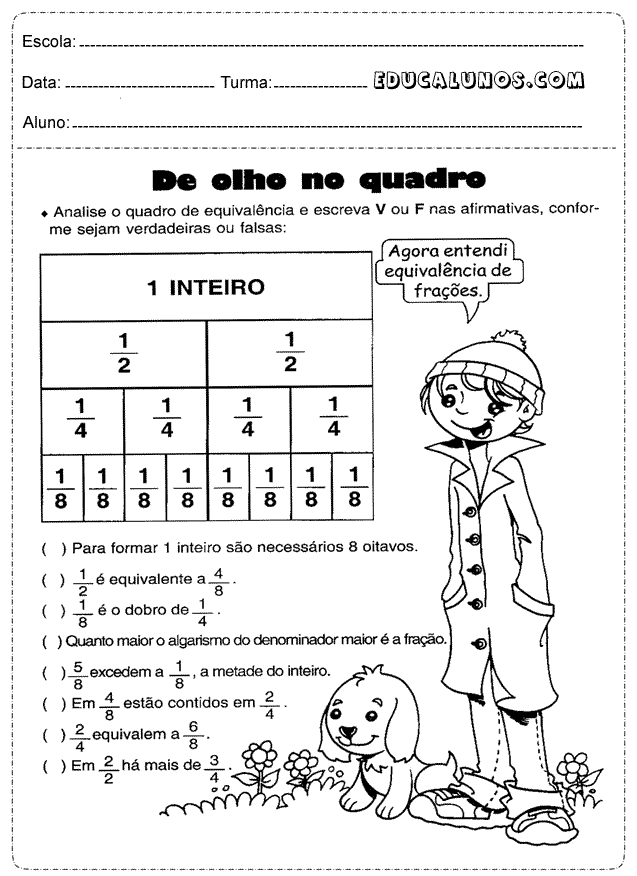 Equivalências de frações