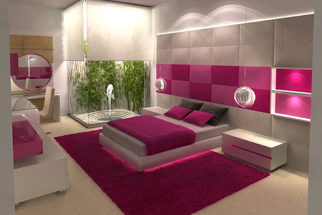 Dormitorio juvenil fucsia y blanco para estudiante : dormitorios