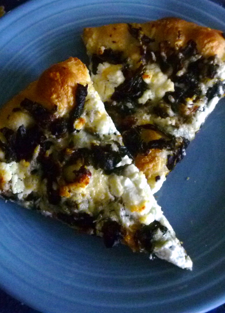 For Love of the Table Pizza with Kale, Pancetta & Goat Cheese