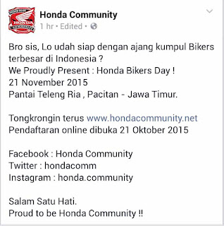 Ajang kumpul bikers terbesar se Indonesia? Honda Bikers Day 2015!  