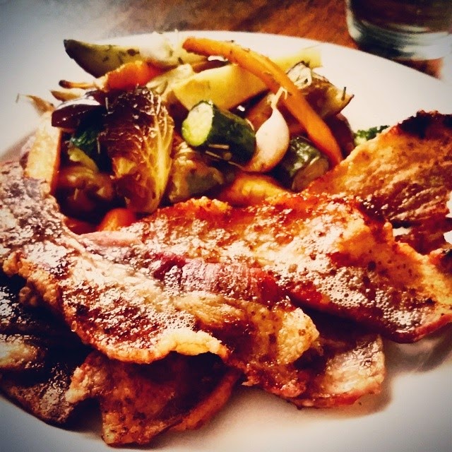 Paleo with your food that's an order! Roasted pork rashers and