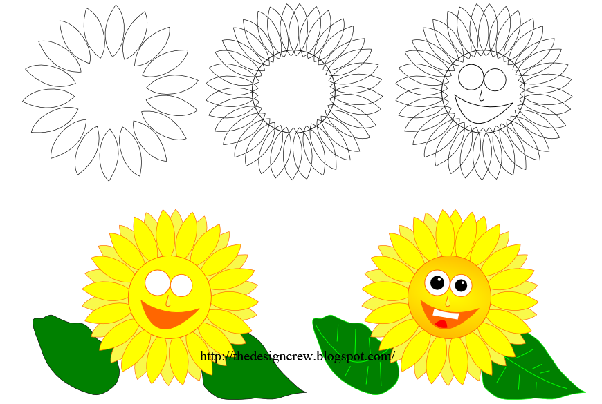 How to Draw Cartoon Sunflower